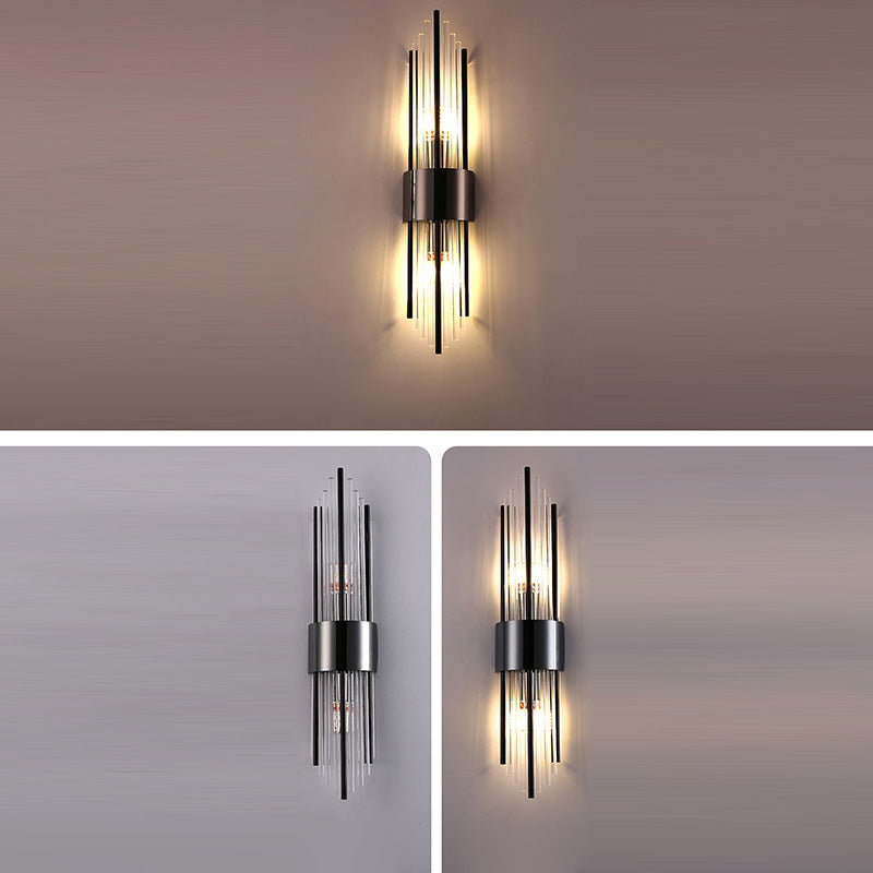 Stainless Steel Crystal Rhombic 2-Light Wall Lamp