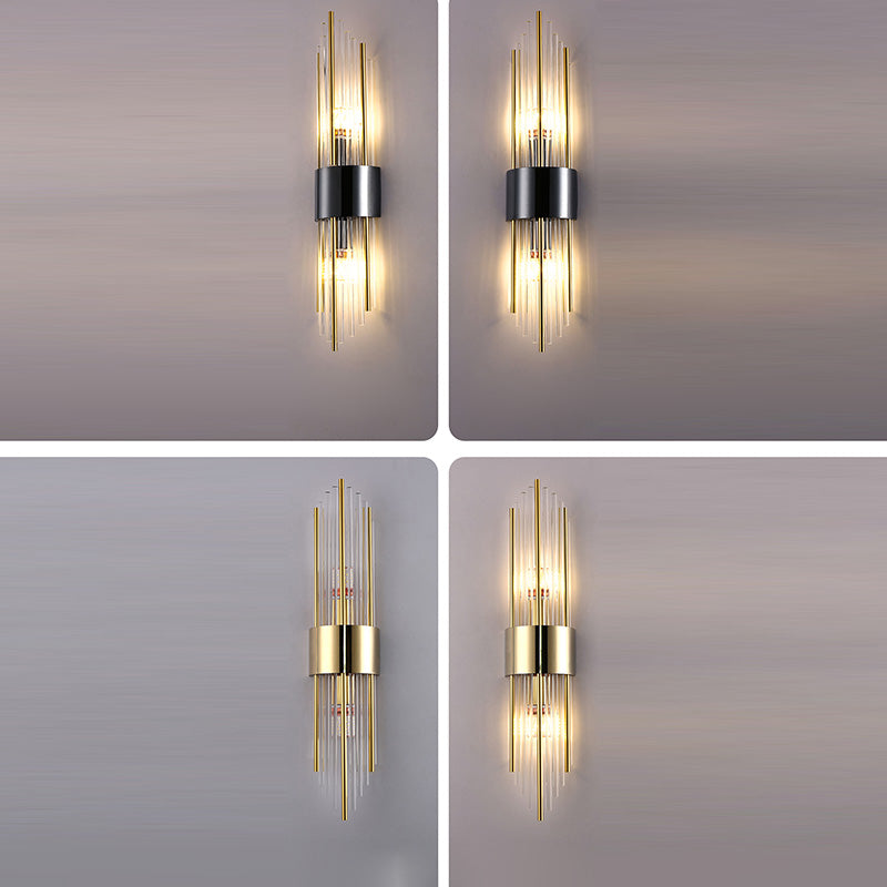 Stainless Steel Crystal Rhombic 2-Light Wall Lamp