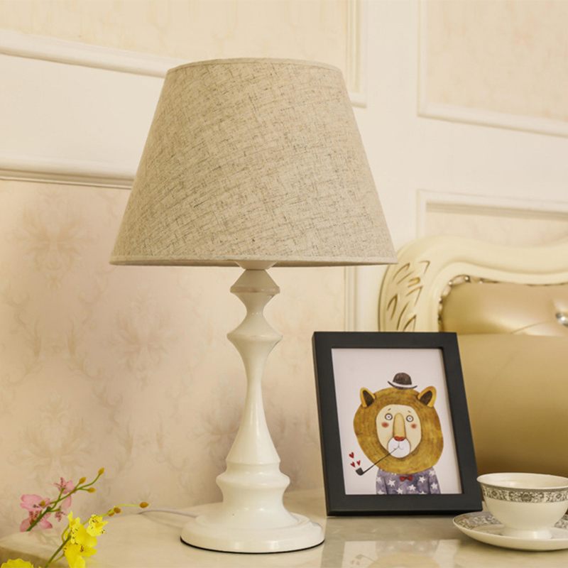 Fabric Iron Conic Column Table Lamp