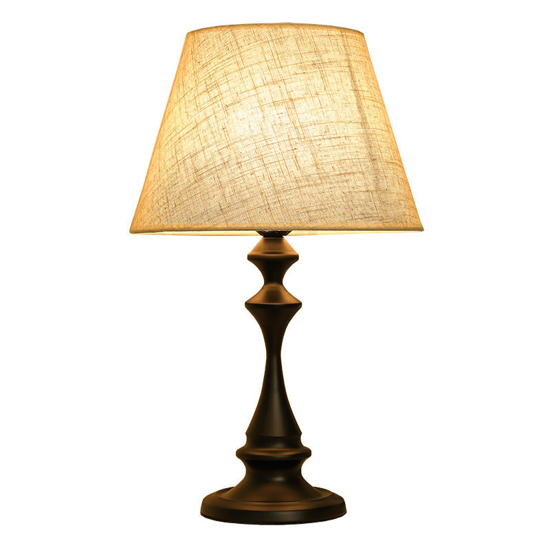 Fabric Iron Conic Column Table Lamp