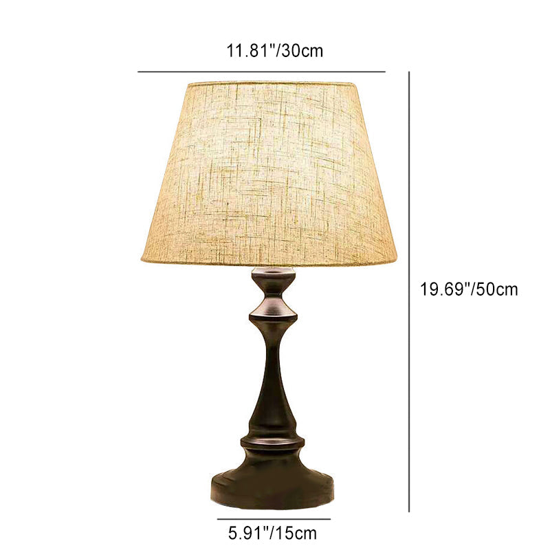 Fabric Iron Conic Column Table Lamp