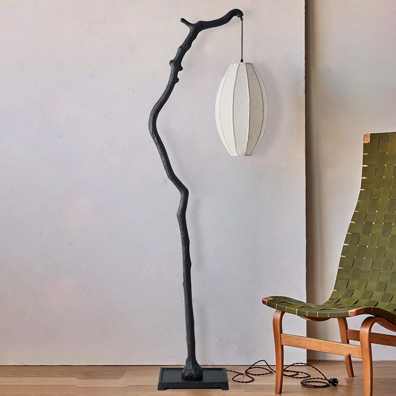 Resin Fabric Lantern Elliptical Floor Lamp