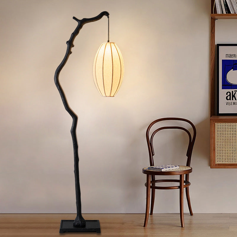 Resin Fabric Lantern Elliptical Floor Lamp