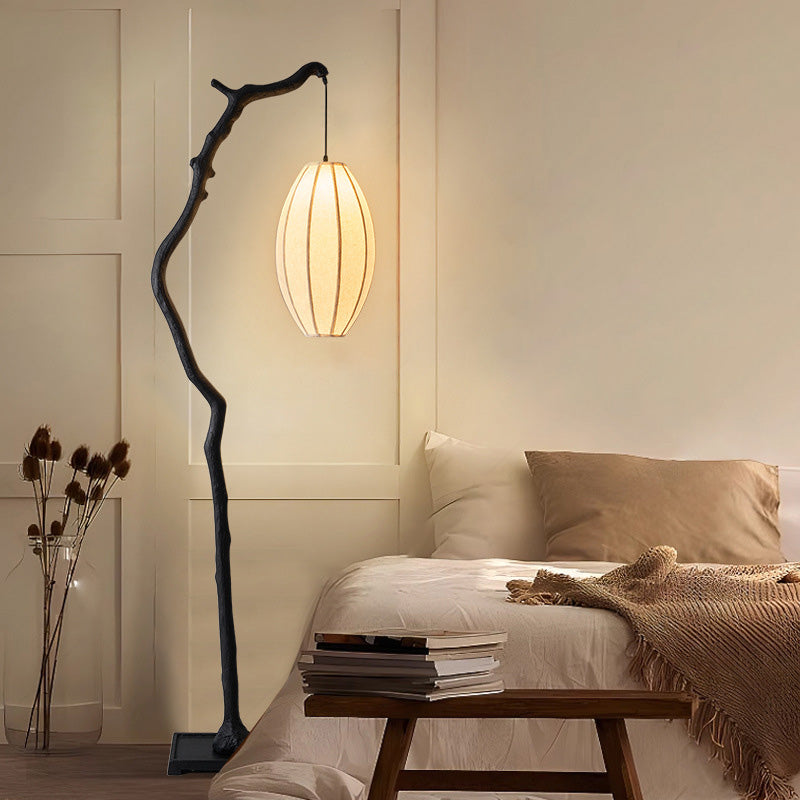 Resin Fabric Lantern Elliptical Floor Lamp