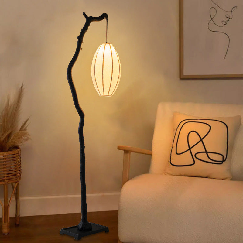 Resin Fabric Lantern Elliptical Floor Lamp