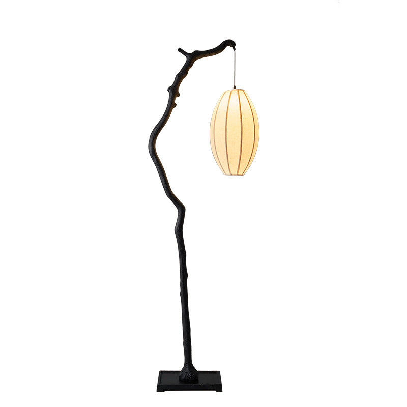 Resin Fabric Lantern Elliptical Floor Lamp