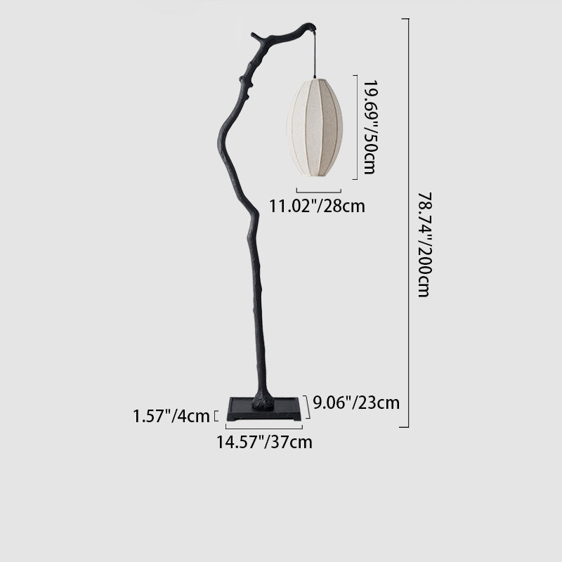 Resin Fabric Lantern Elliptical Floor Lamp