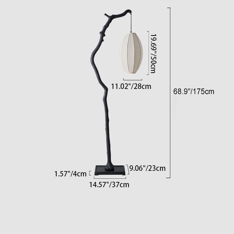 Resin Fabric Lantern Elliptical Floor Lamp