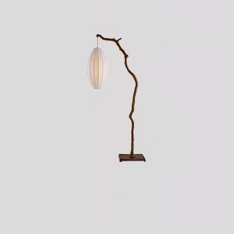 Resin Fabric Lantern Elliptical Floor Lamp