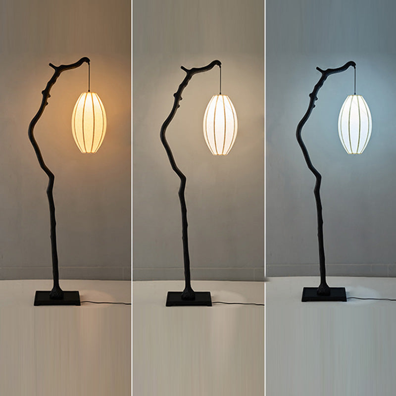 Resin Fabric Lantern Elliptical Floor Lamp
