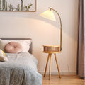 Fabric Wood Conic Pleated Floor Lamp