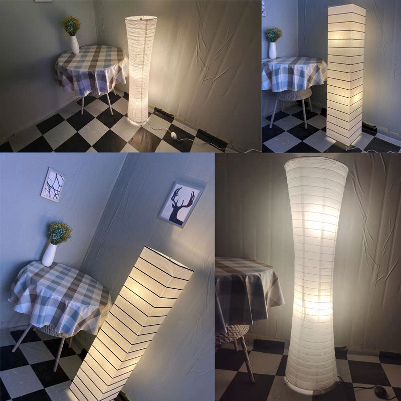 Contemporary Nordic Paper Column 2-Light Floor Lamp