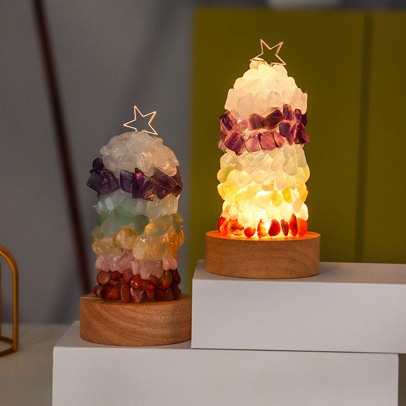 Metal Crystal Multi-colored Gemstone Table Lamp
