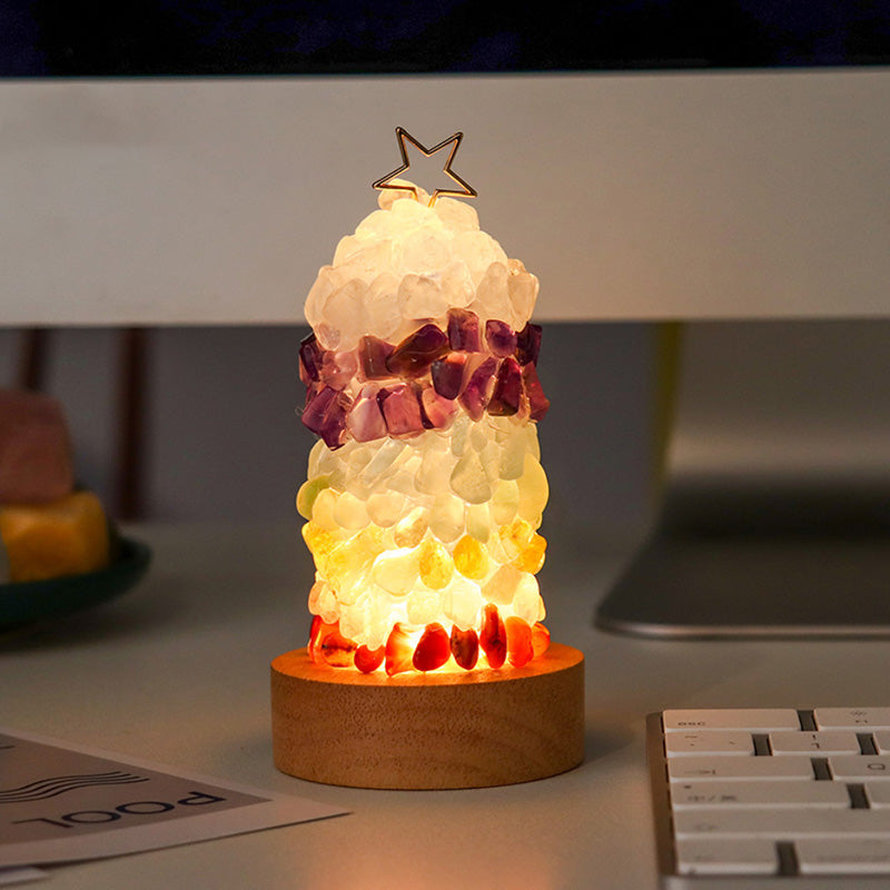 Metal Crystal Multi-colored Gemstone Table Lamp