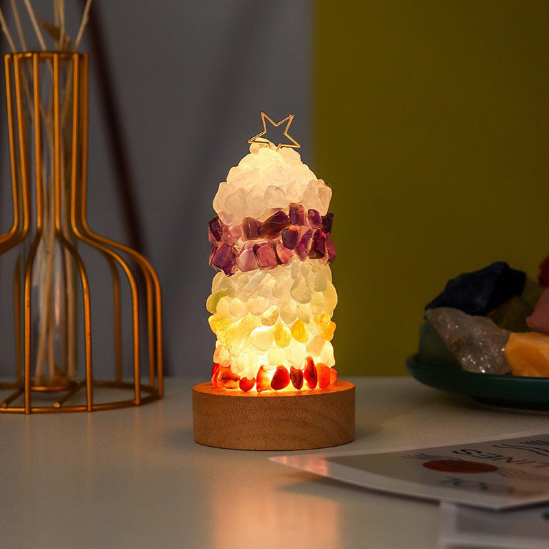 Metal Crystal Multi-colored Gemstone Table Lamp