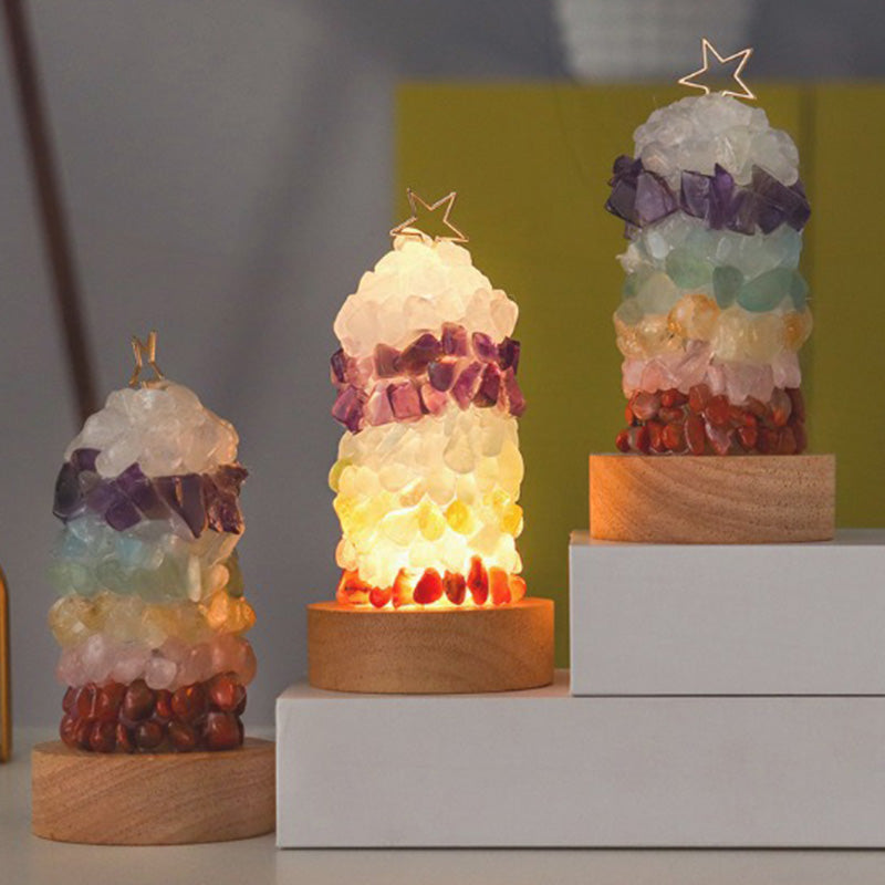 Metal Crystal Multi-colored Gemstone Table Lamp