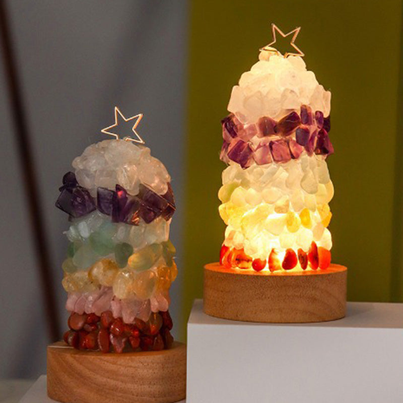 Metal Crystal Multi-colored Gemstone Table Lamp