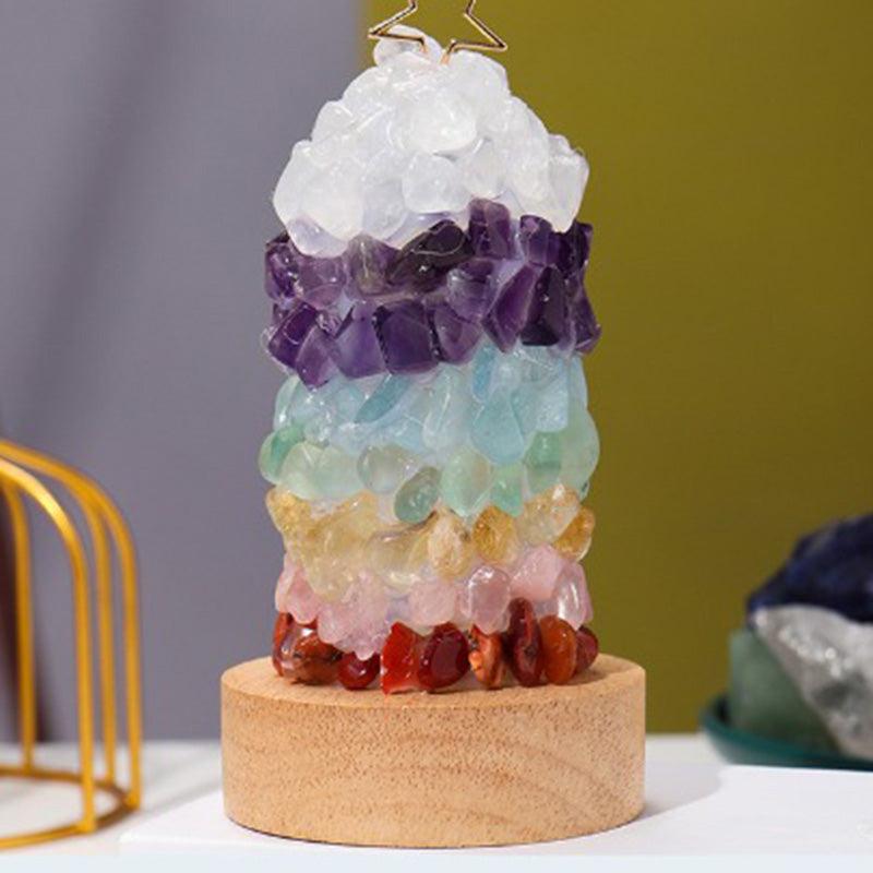Metal Crystal Multi-colored Gemstone Table Lamp