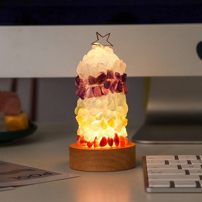 Metal Crystal Multi-colored Gemstone Table Lamp