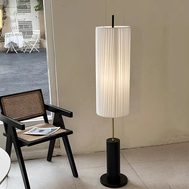 Iron Fabric Cylinder Pleated Floor Lamp
