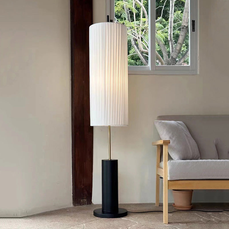 Iron Fabric Cylinder Pleated Floor Lamp