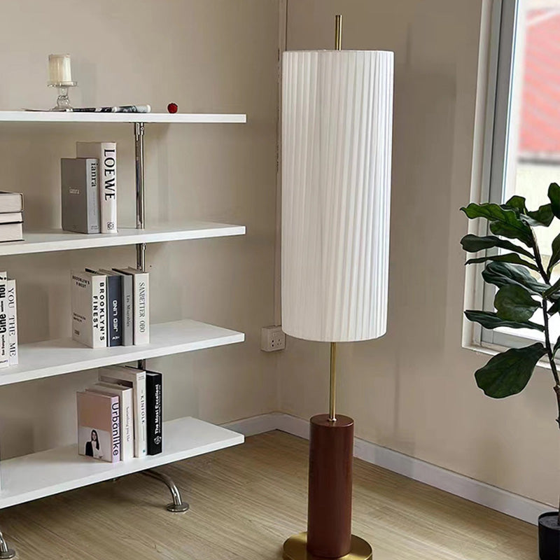 Iron Fabric Cylinder Pleated Floor Lamp