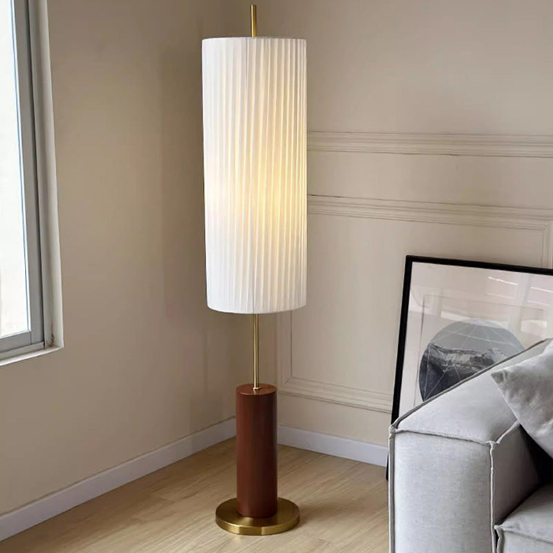 Iron Fabric Cylinder Pleated Floor Lamp