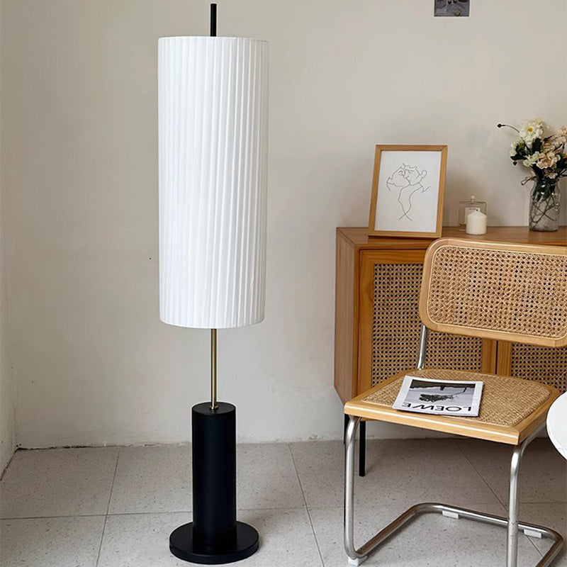 Iron Fabric Cylinder Pleated Floor Lamp