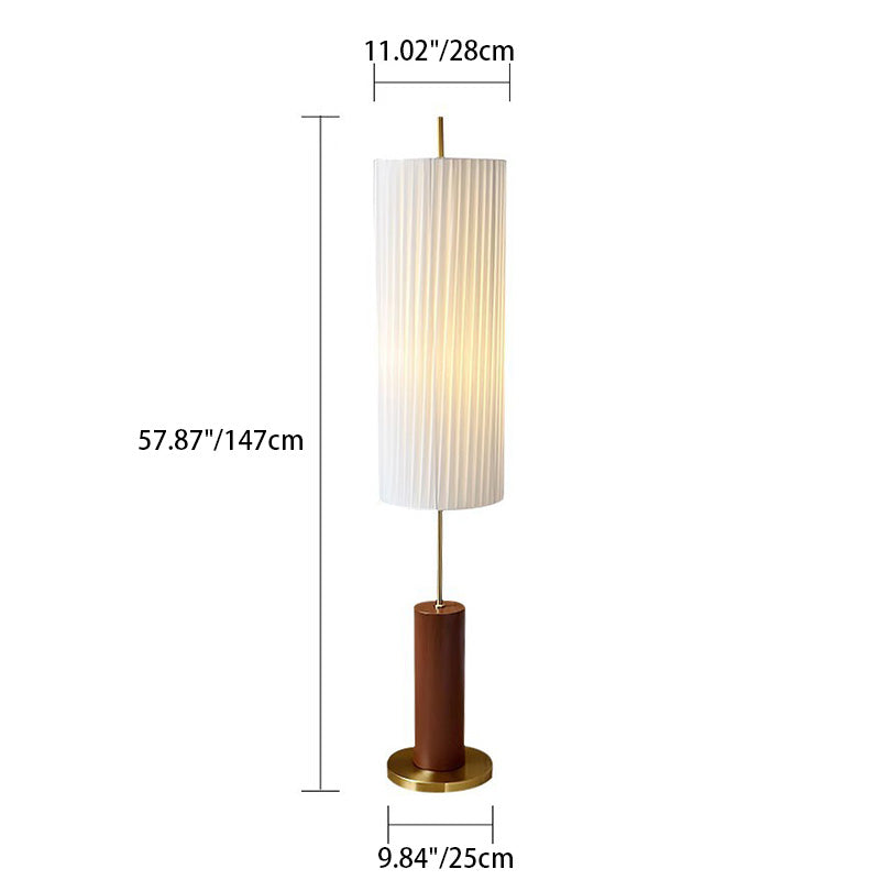 Iron Fabric Cylinder Pleated Floor Lamp
