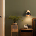 Iron Wood Round Bowl Wall Lamp