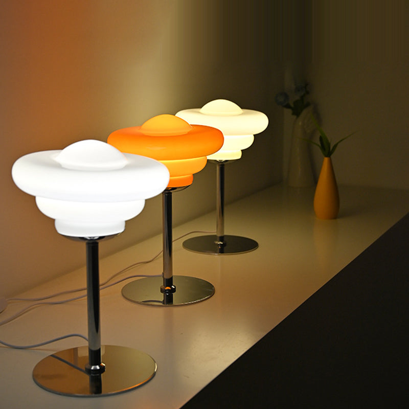 Metal Glass Round Custard Table Lamp