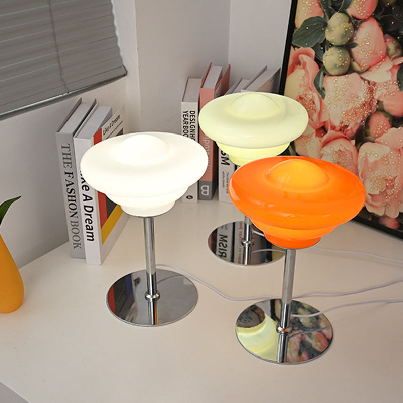 Metal Glass Round Custard Table Lamp
