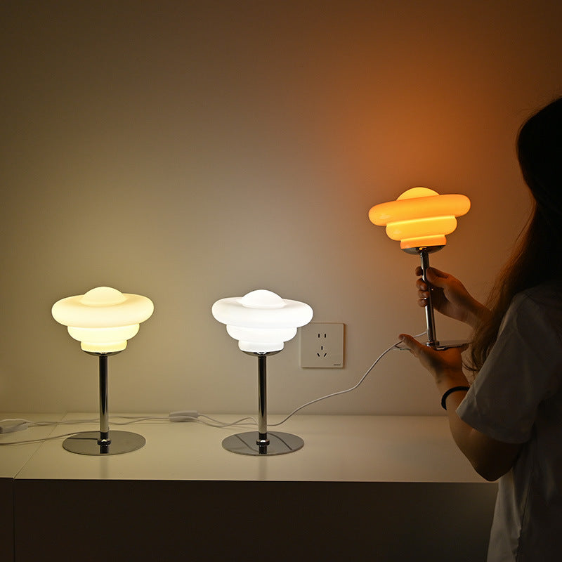 Metal Glass Round Custard Table Lamp