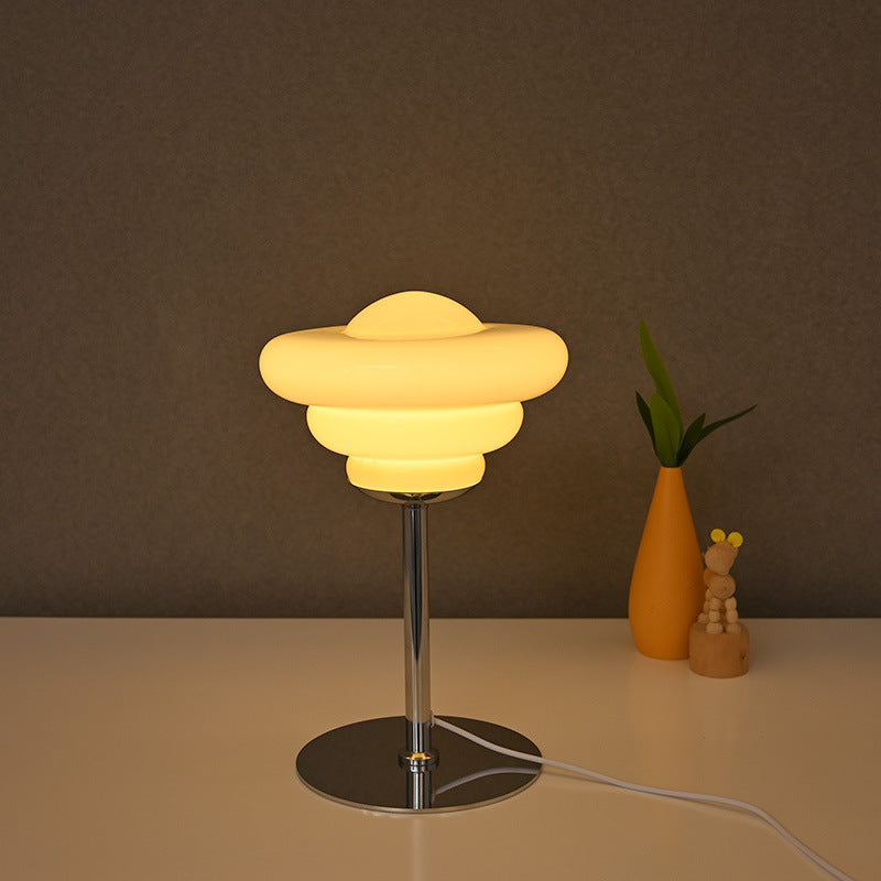 Metal Glass Round Custard Table Lamp