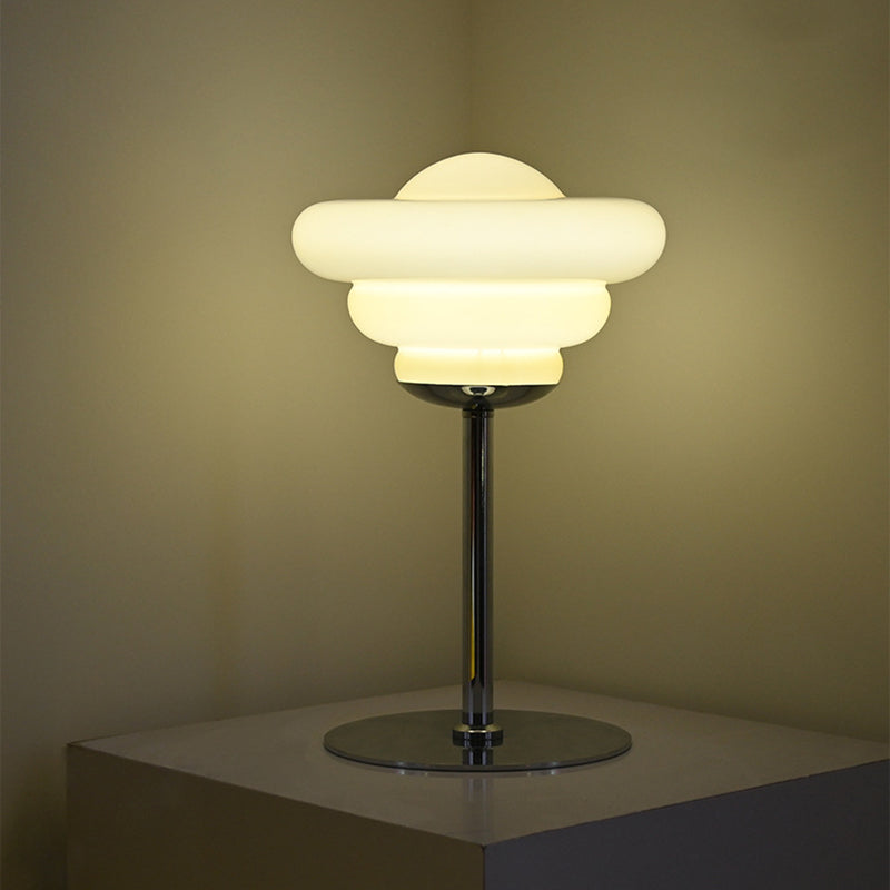 Metal Glass Round Custard Table Lamp