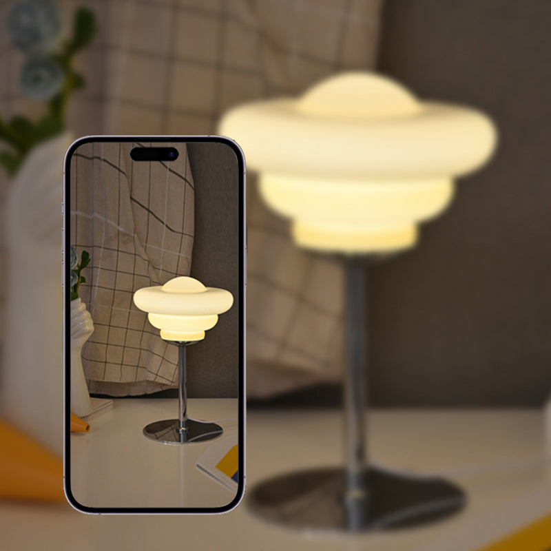 Metal Glass Round Custard Table Lamp