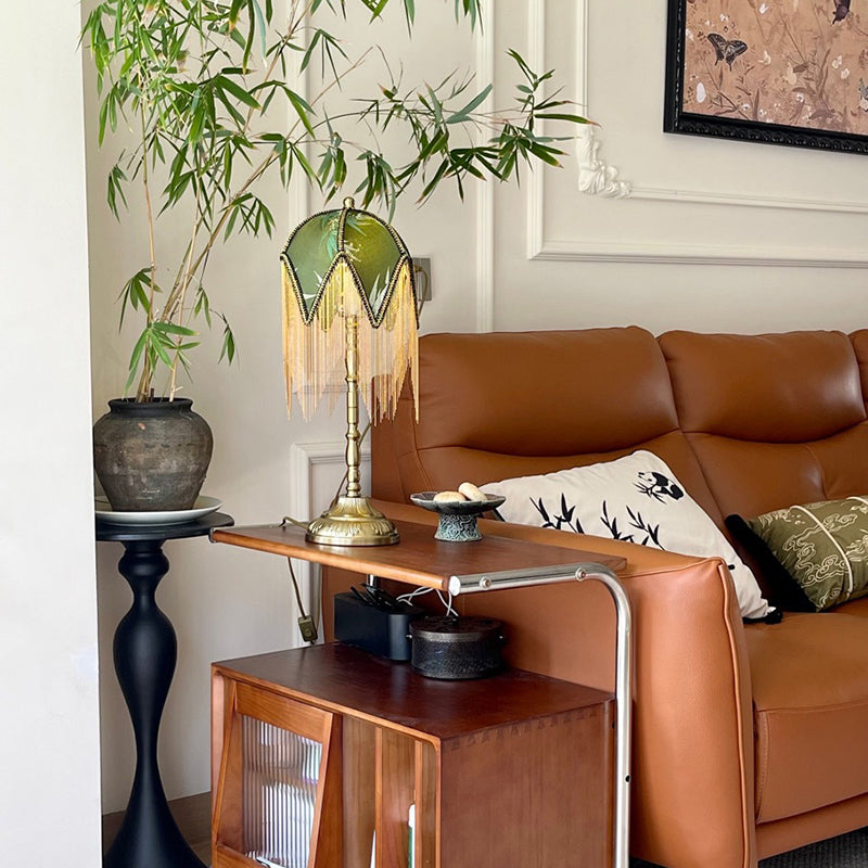 Fabric Iron Fringe Bamboo Table Lamp