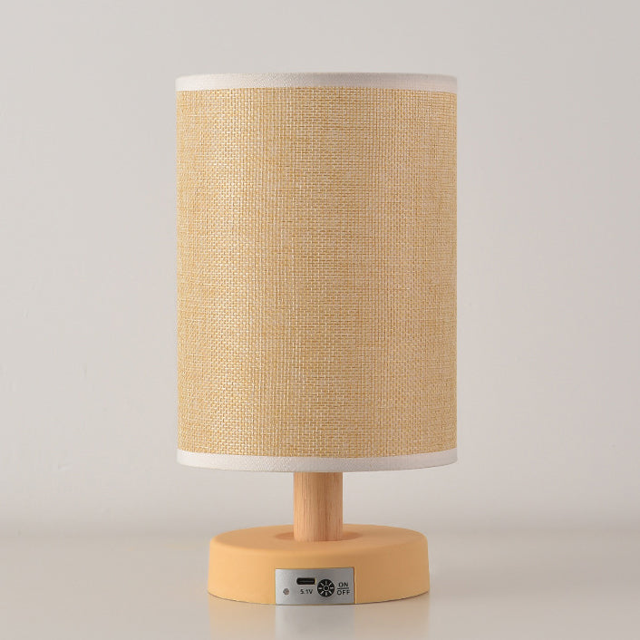 Rechargeable PP Wood Fabric Table Lamp