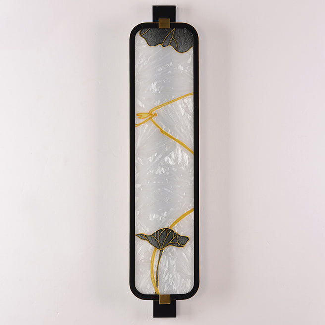 Iron Brass Glass Rectangular Wall Lamp