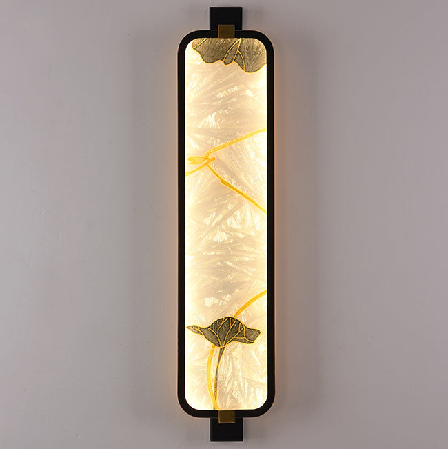 Iron Brass Glass Rectangular Wall Lamp