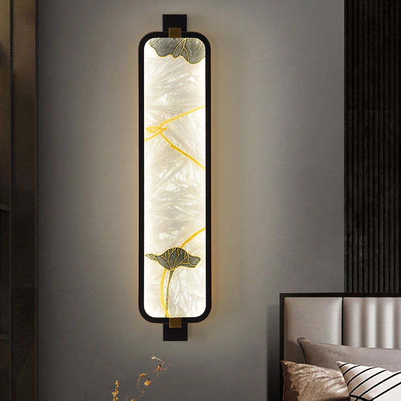 Iron Brass Glass Rectangular Wall Lamp