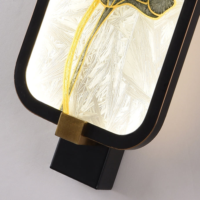 Iron Brass Glass Rectangular Wall Lamp