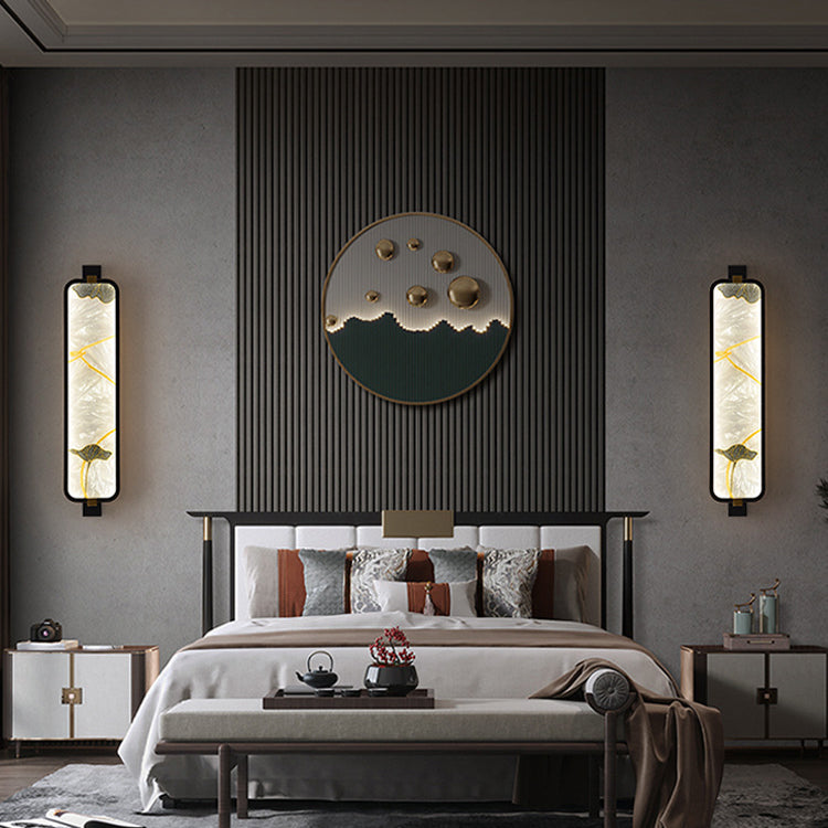 Iron Brass Glass Rectangular Wall Lamp