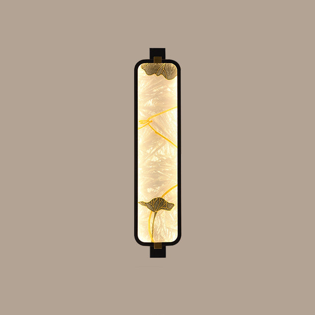 Iron Brass Glass Rectangular Wall Lamp