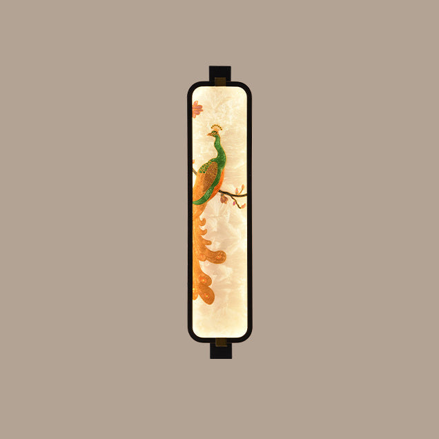 Iron Brass Glass Rectangular Wall Lamp