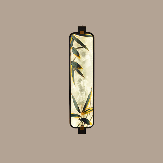 Iron Brass Glass Rectangular Wall Lamp
