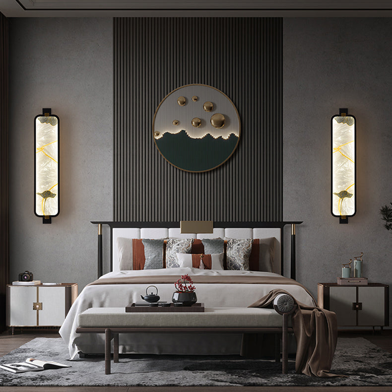 Iron Brass Glass Rectangular Wall Lamp