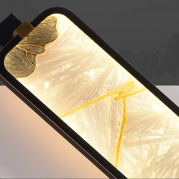 Iron Brass Glass Rectangular Wall Lamp
