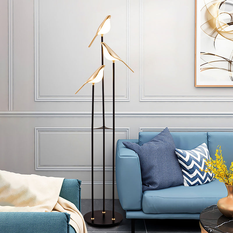 Zinc Alloy Acrylic Bird Floor Lamp