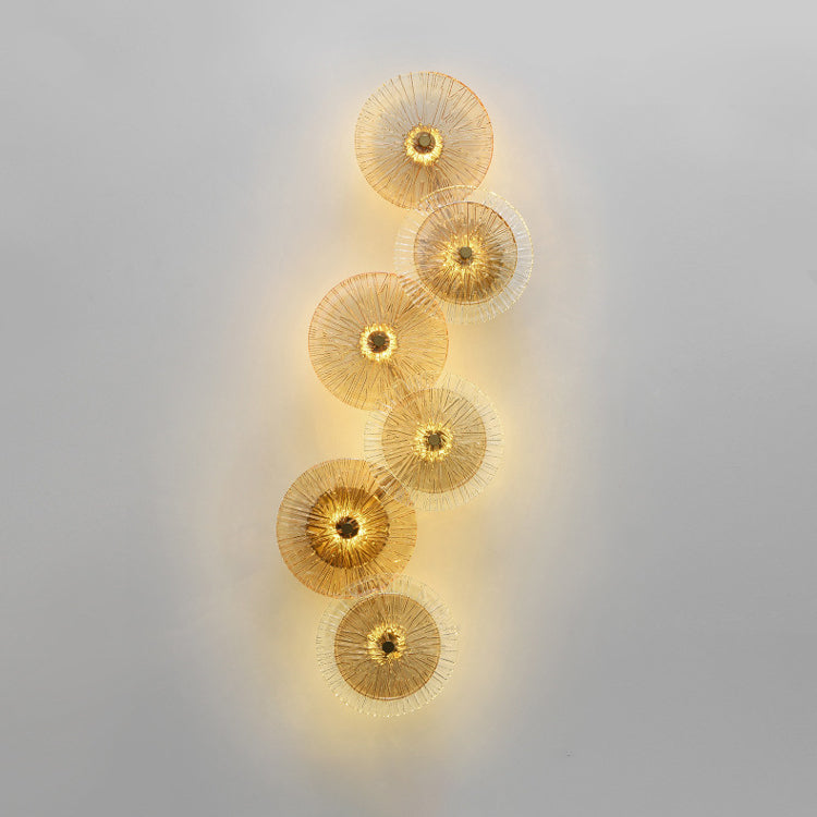 Iron Glass Round Streak Wall Lamp